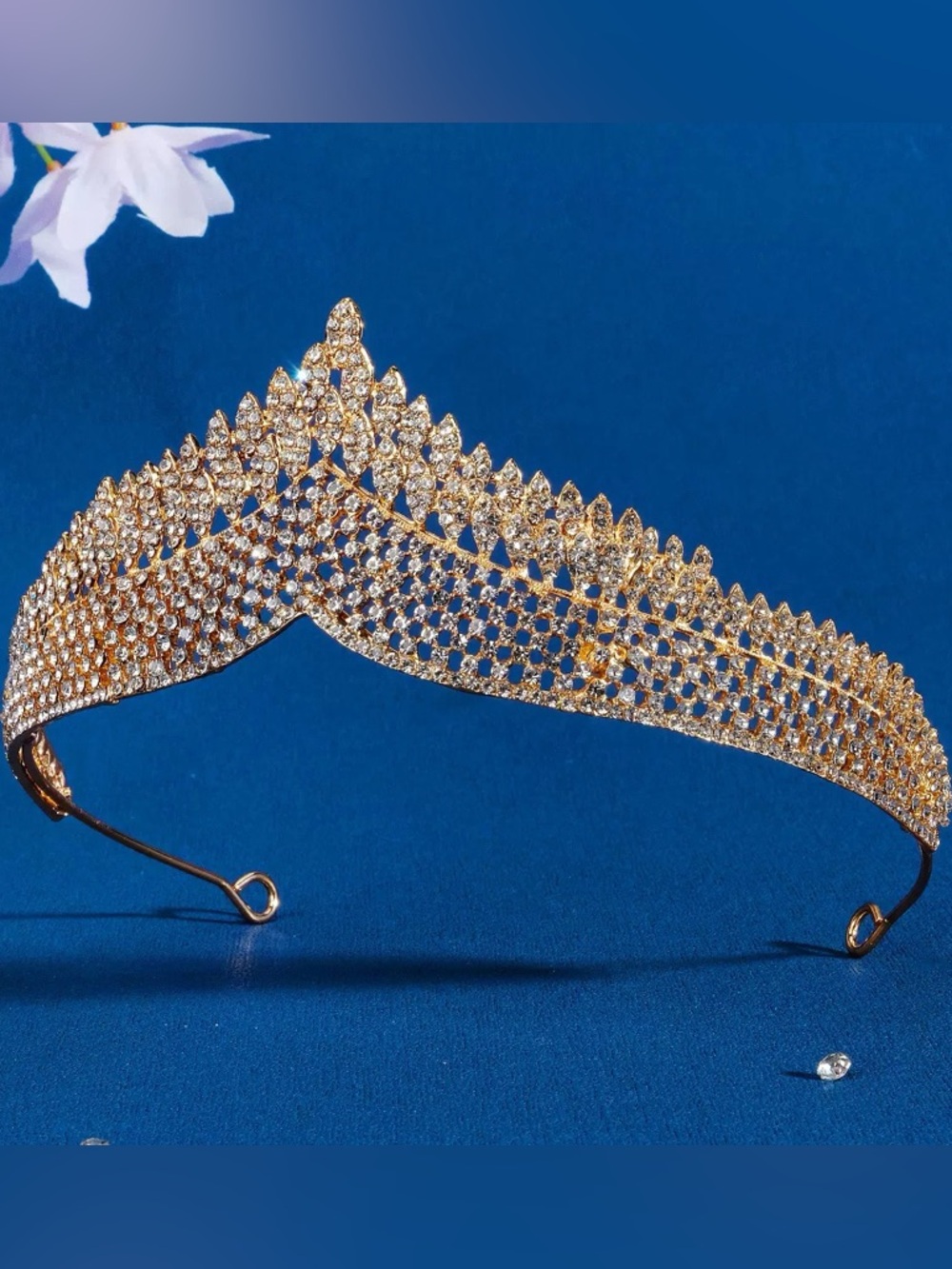 Gold Crystal Tiara Crown - Elegant Women’s Headpiece